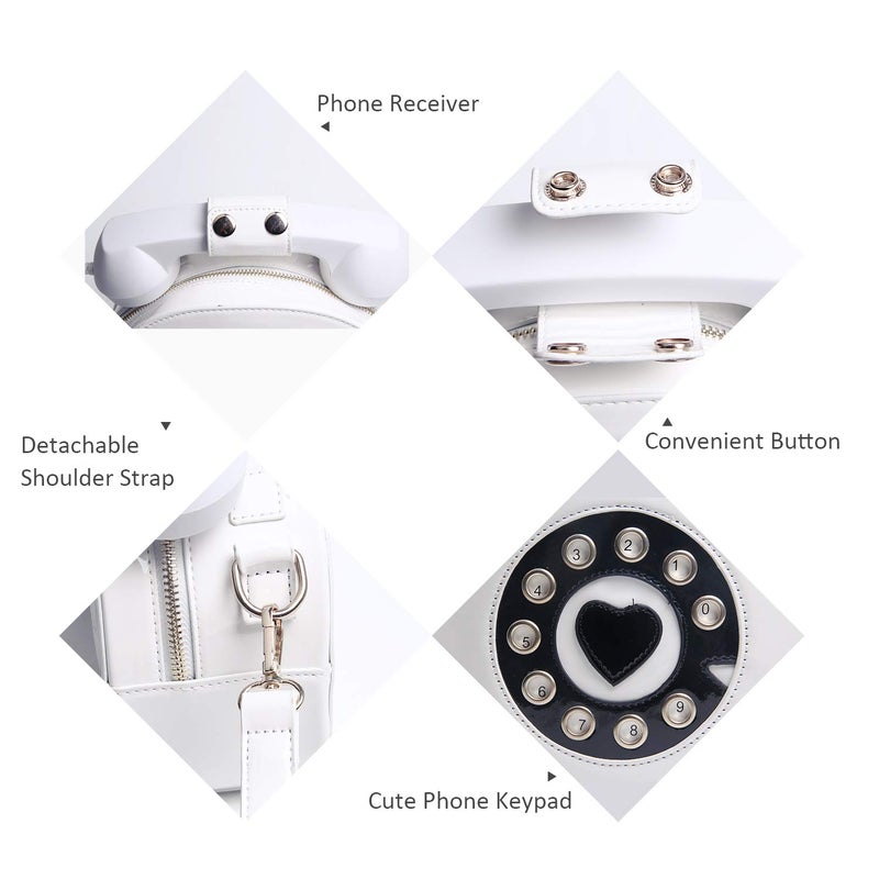 Oweisong Fun Telephone Purse for Women Novelty Phone Tote Handbags Top Handle Shoulder Crossbdoy Bag White - Image 5